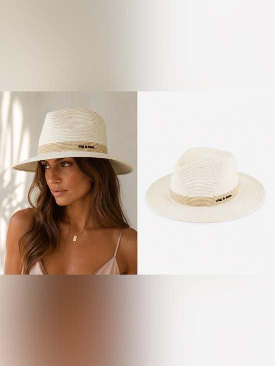 rag & bone Accessories - Rag & Bone City Straw Fedora Hat Cream Logo Band Size S New